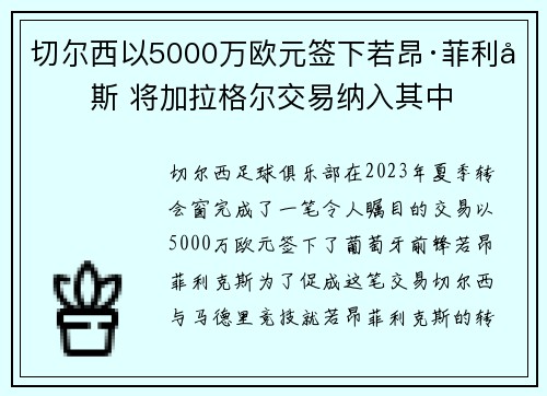 切尔西以5000万欧元签下若昂·菲利克斯 将加拉格尔交易纳入其中